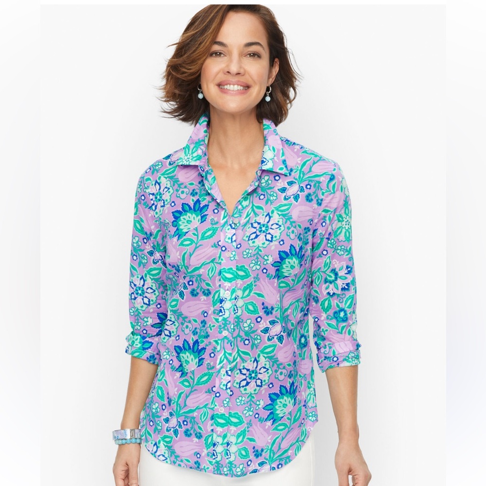 Talbots Blue Fitted Button Down Shirt